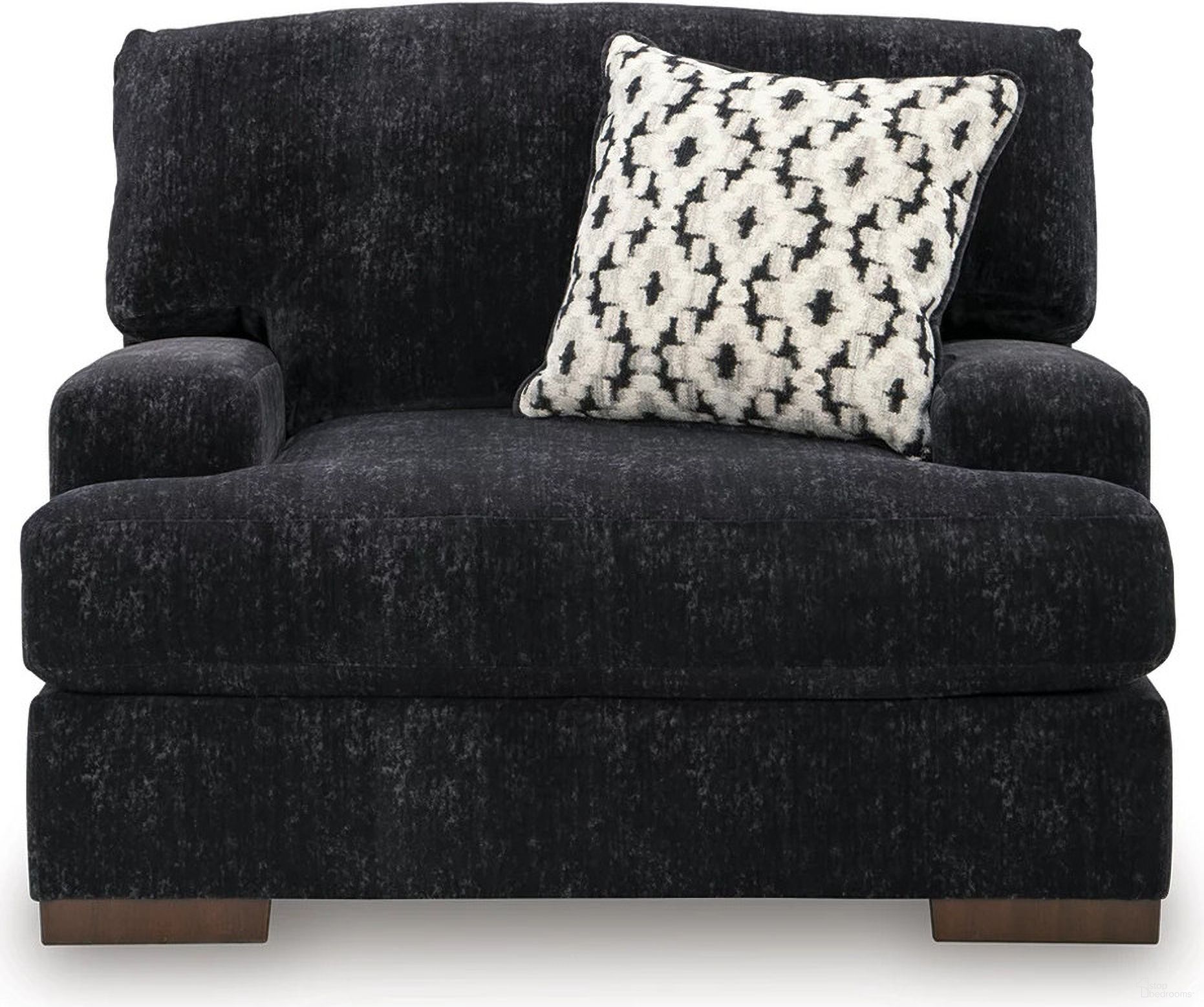 The appearance of Whitmore Manor Oversized Chair In Black Pearl designed by Signature Design by Ashley in the modern / contemporary interior design. This black pearl piece of furniture  was selected by 1StopBedrooms from Whitmore Manor Collection to add a touch of cosiness and style into your home. Sku: 8040423. Material: Fabric.