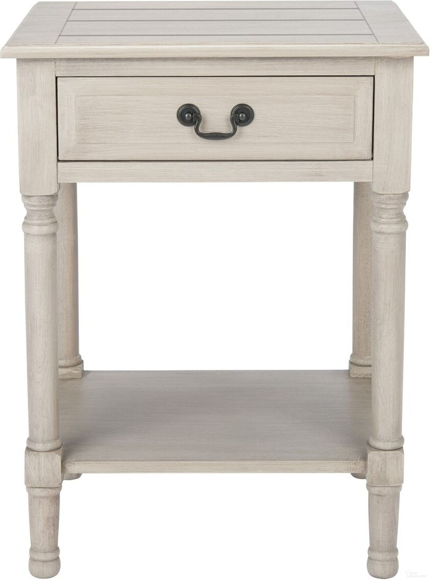 The appearance of Whitney 1 Drawer Accent Table in Greige designed by Safavieh in the modern / contemporary interior design. This greige piece of furniture was selected by 1StopBedrooms from Whitney Collection to add a touch of cosiness and style into your home. Sku: ACC5705D. Material: Wood.