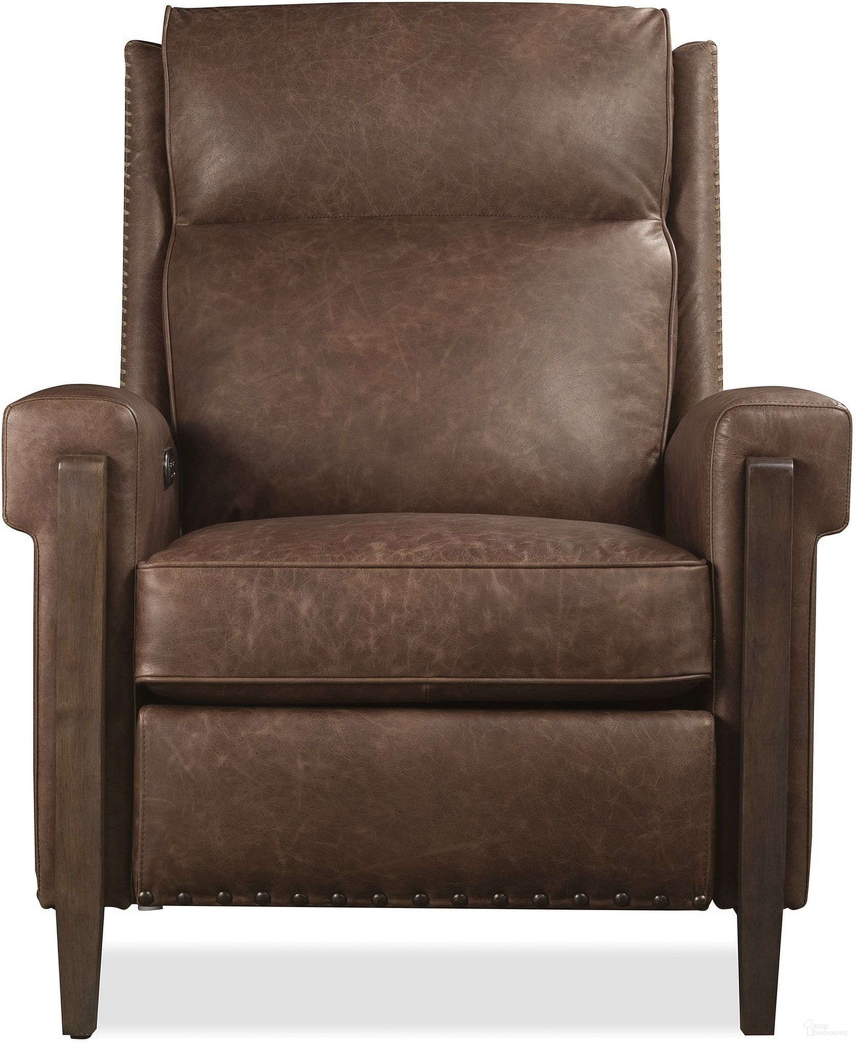 The appearance of Whitton Power Recliner with Power Headrest In Brown designed by Hooker in the traditional interior design. This brown piece of furniture  was selected by 1StopBedrooms from Whitton Collection to add a touch of cosiness and style into your home. Sku: RC854-PH-088. Material: Leather.