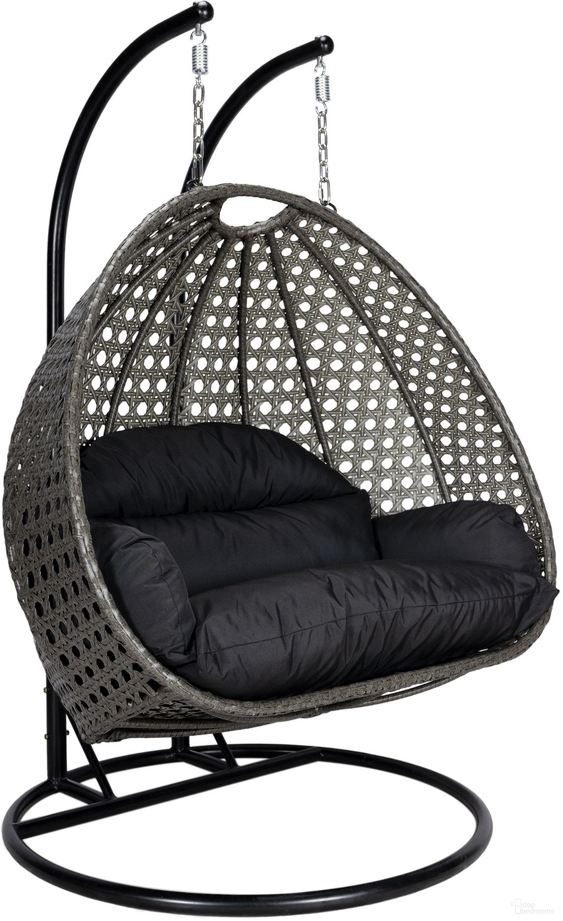 The appearance of Wicker Hanging 2 person Egg Swing Chair Charcoal and Black designed by LeisureMod in the modern / contemporary interior design. This black piece of furniture  was selected by 1StopBedrooms from  to add a touch of cosiness and style into your home. Sku: ESCCH-57BL. Material: Wood.