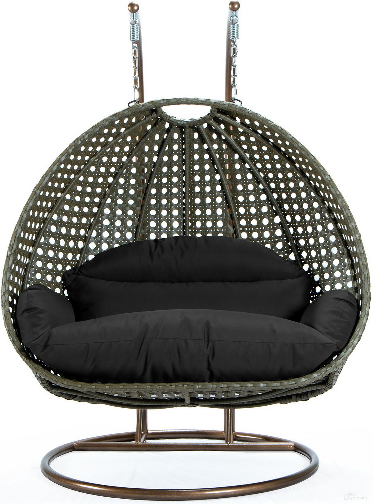 The appearance of Wicker Hanging 2 person Egg Swing Chair In Beige and Black designed by LeisureMod in the interior design. This black piece of furniture was selected by 1StopBedrooms from to add a touch of cosiness and style into your home. Sku: ESCBG-57BL. Material: Wood.