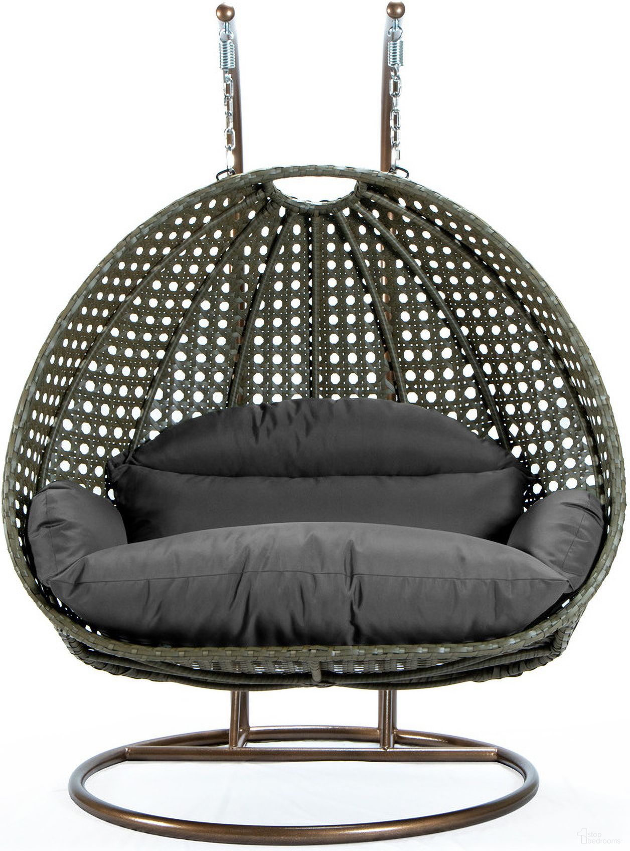 Wicker Hanging 2 person Egg Swing Chair In Beige and Dark Grey
