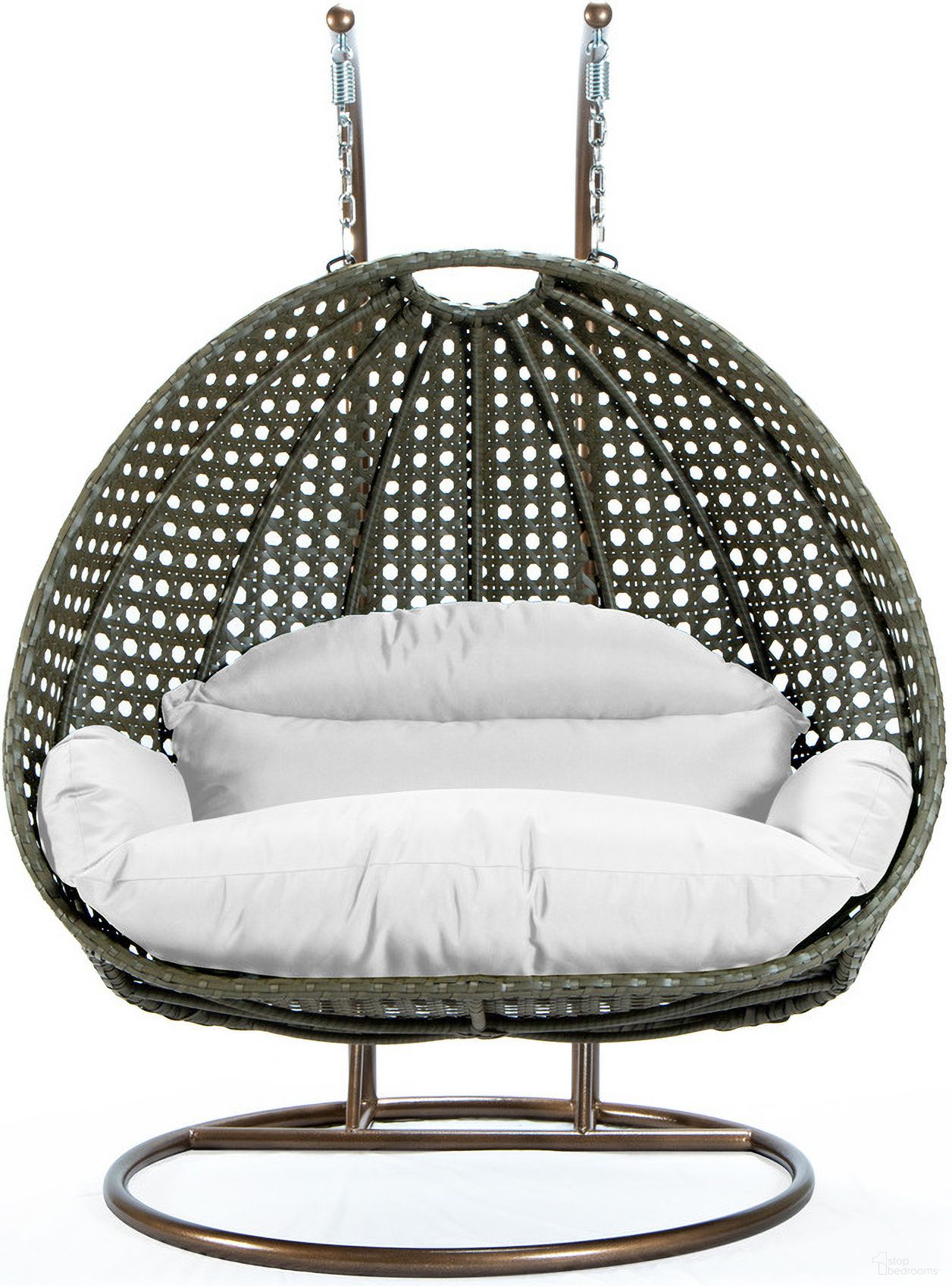 The appearance of Wicker Hanging 2 person Egg Swing Chair In Beige and White designed by LeisureMod in the interior design. This white piece of furniture was selected by 1StopBedrooms from to add a touch of cosiness and style into your home. Sku: ESCBG-57W. Material: Wood.
