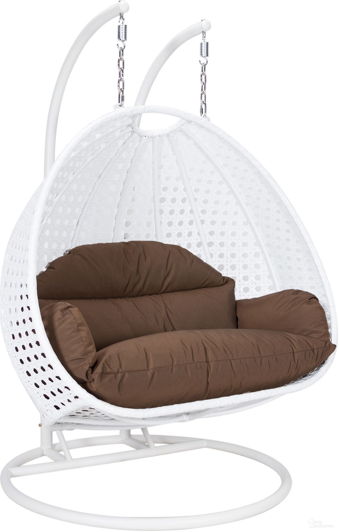 The appearance of Wicker Hanging 2 person Egg Swing Chair White and Brown designed by LeisureMod in the interior design. This brown piece of furniture was selected by 1StopBedrooms from to add a touch of cosiness and style into your home. Sku: ESCW-57BR. Material: Wood.