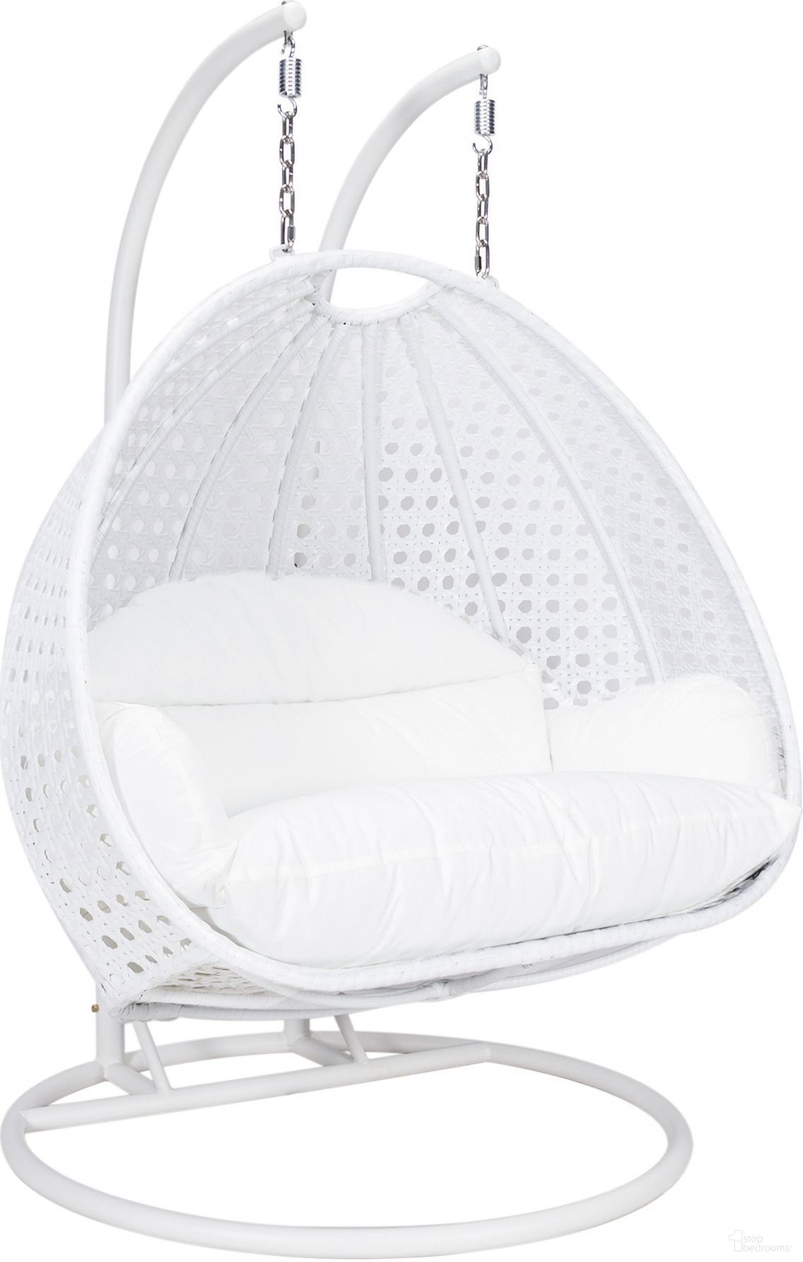 The appearance of Wicker Hanging 2 Person Egg Swing Chair in White designed by LeisureMod in the interior design. This white piece of furniture was selected by 1StopBedrooms from to add a touch of cosiness and style into your home. Sku: ESCW-57W. Material: Wood.