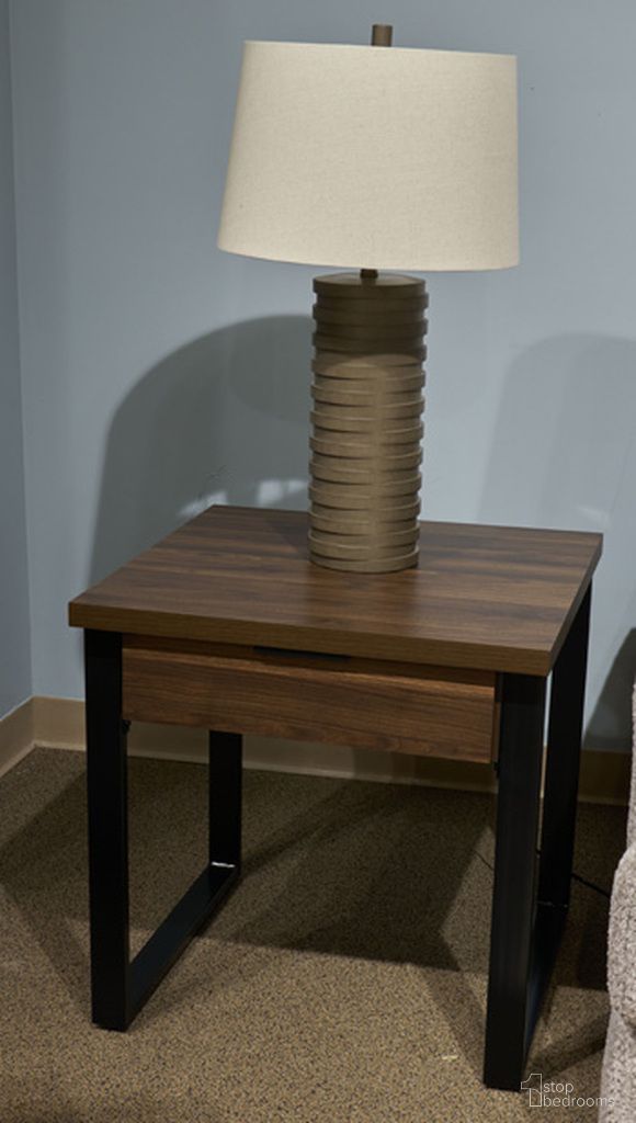 The appearance of Wickman Falls End Table In Dark Brown designed by Signature Design by Ashley in the modern / contemporary interior design. This dark brown piece of furniture was selected by 1StopBedrooms from Wickman Falls Collection to add a touch of cosiness and style into your home. Sku: T318-2. Material: Wood.