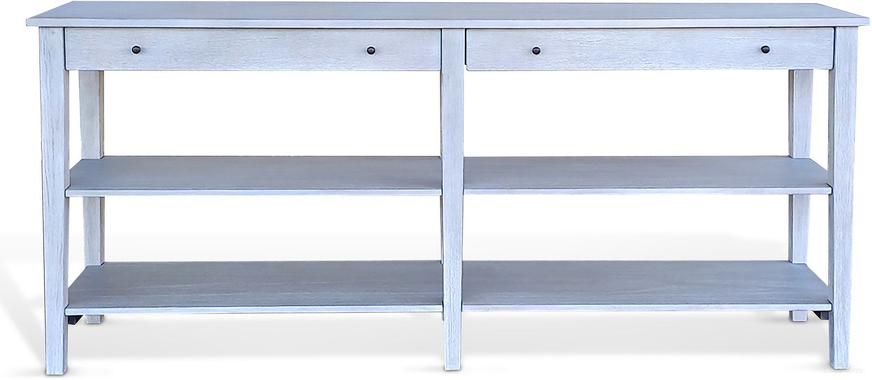 The appearance of Wide Console Table In Light Gray designed by Sunny Designs in the transitional interior design. This light gray piece of furniture  was selected by 1StopBedrooms from 2130 Collection to add a touch of cosiness and style into your home. Sku: 2130LG. Material: Solid Wood.