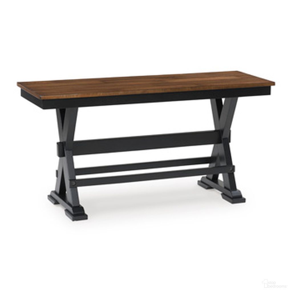 The appearance of Wildenauer 48 Inch Counter Height Bench In Brown and Black designed by Signature Design by Ashley in the transitional interior design. This brown/black piece of furniture was selected by 1StopBedrooms from Wildenauer Collection to add a touch of cosiness and style into your home. Sku: D634-09. Material: Wood.