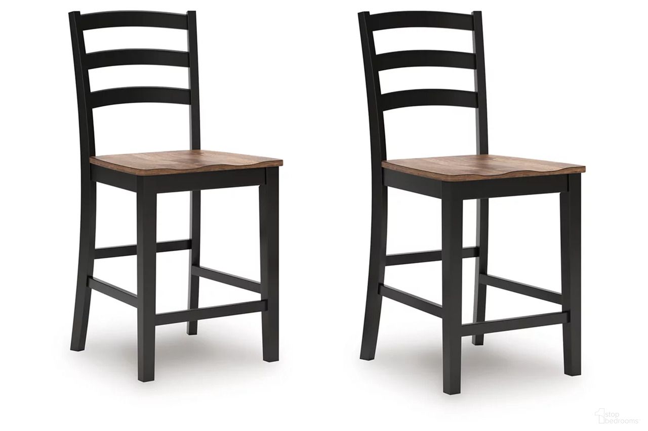 The appearance of Wildenauer Counter Height Barstool Set of 2 In Brown and Black designed by Signature Design by Ashley in the transitional interior design. This brown/black piece of furniture was selected by 1StopBedrooms from Wildenauer Collection to add a touch of cosiness and style into your home. Sku: D634-124. Material: Wood.
