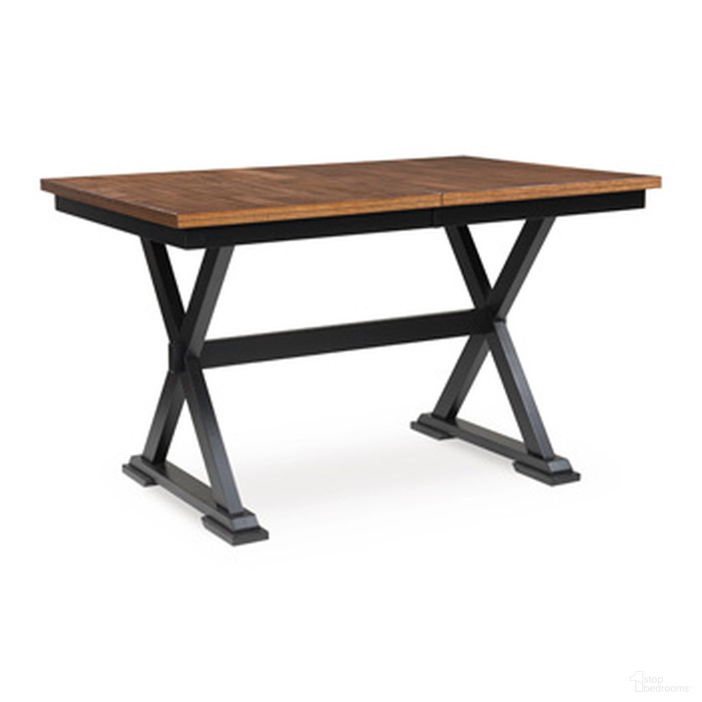 The appearance of Wildenauer Counter Height Butterfly Extension Table In Brown and Black designed by Signature Design by Ashley in the transitional interior design. This brown/black piece of furniture was selected by 1StopBedrooms from Wildenauer Collection to add a touch of cosiness and style into your home. Sku: D634-32. Table Base Style: Trestle. Material: Wood. Table Top Shape: Rectangular. Size: 40" x 78".