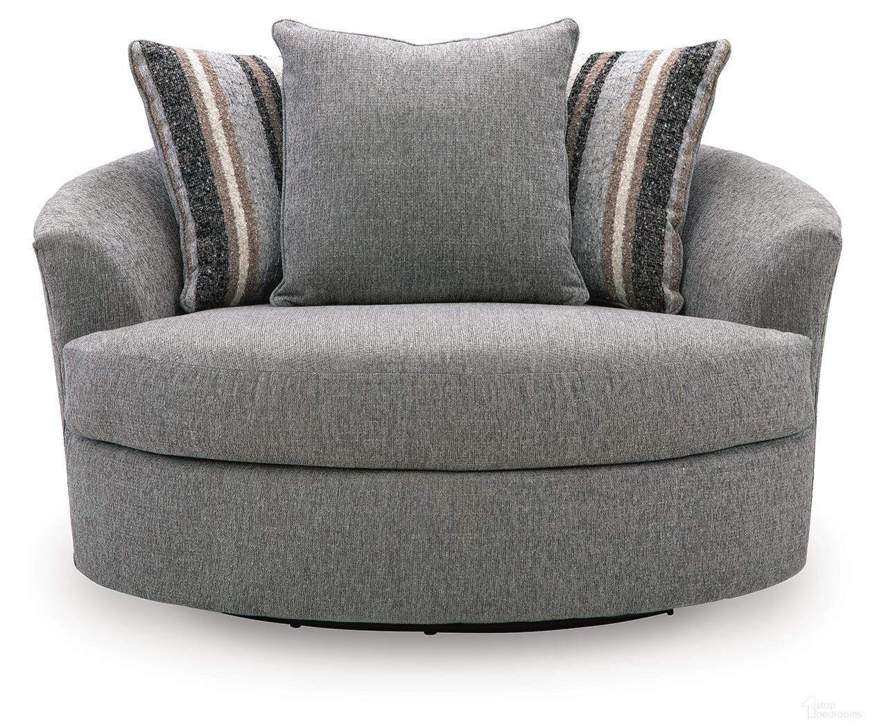 Wildwood Manor Oversized Swivel Accent Chair In Smolder