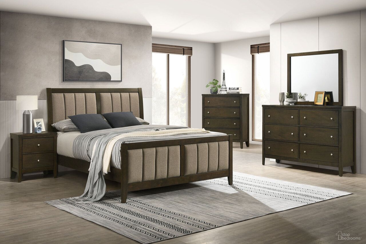 Wilkes 51 Inch Upholstered Bedroom Set In Dark Cocoa and Brown