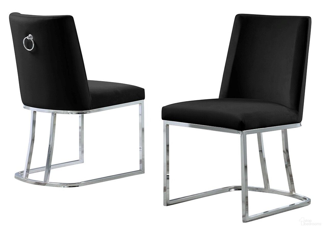 Will Double Minimalistic Side Chairs Set of 2 In Black Velvet and Chrome Legs
