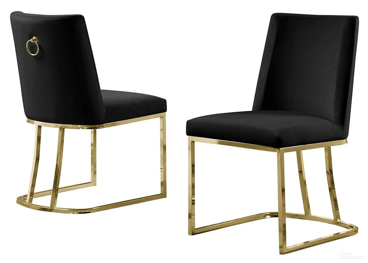 The appearance of Will Double Minimalistic Side Chairs Set of 2 In Black Velvet and Gold Chrome Legs designed by Best Quality Furniture in the modern / contemporary interior design. This black and gold piece of furniture  was selected by 1StopBedrooms from Will Collection to add a touch of cosiness and style into your home. Sku: SC102. Material: Chrome. Chair Type: Side Chair.