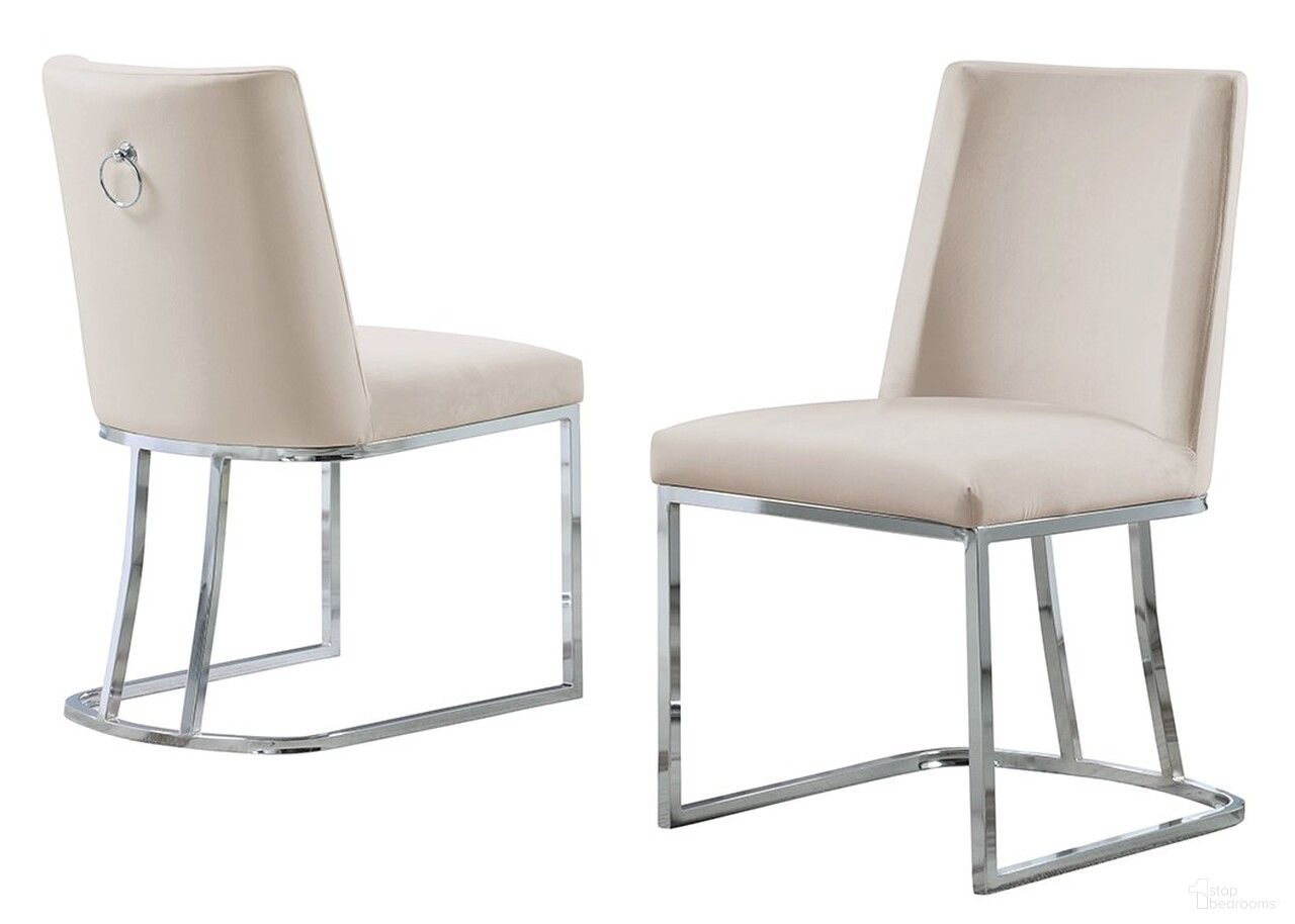 Will Double Minimalistic Side Chairs Set of 2 In Cream Velvet and Chrome Legs
