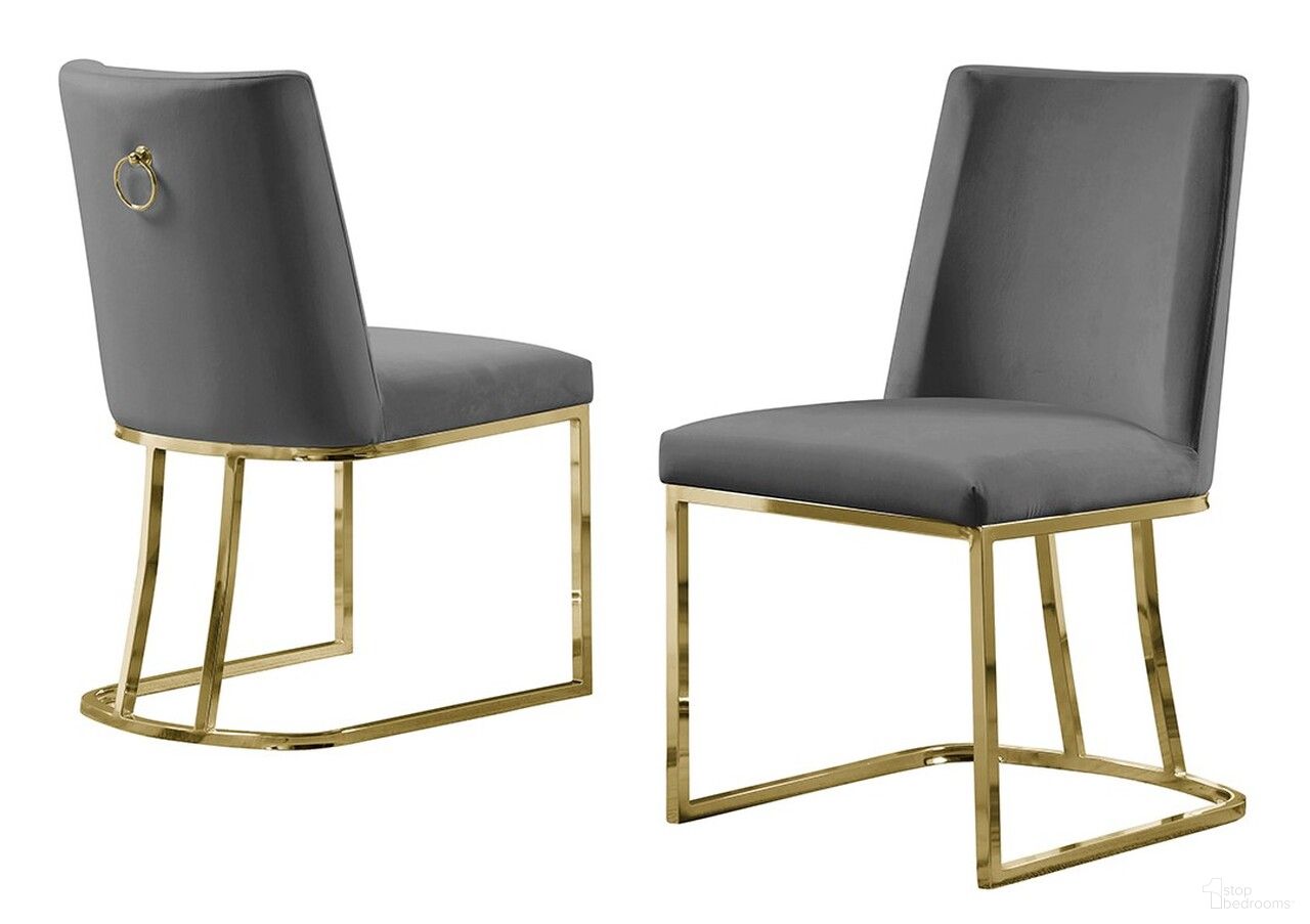 Will Double Minimalistic Side Chairs Set of 2 In Dark Gray Velvet and Gold Chrome Legs