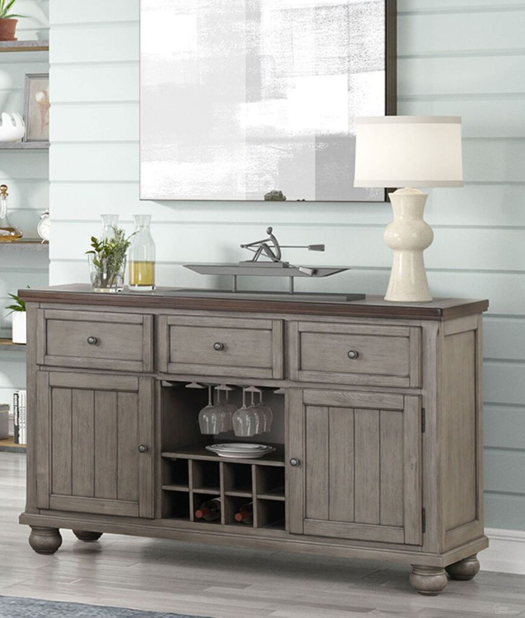 The appearance of Will Server With Power Pack In Brown and Gray designed by Bernell in the traditional interior design. This brown and gray piece of furniture was selected by 1StopBedrooms from Will Collection to add a touch of cosiness and style into your home. Sku: 360-524. Material: Rubberwood.