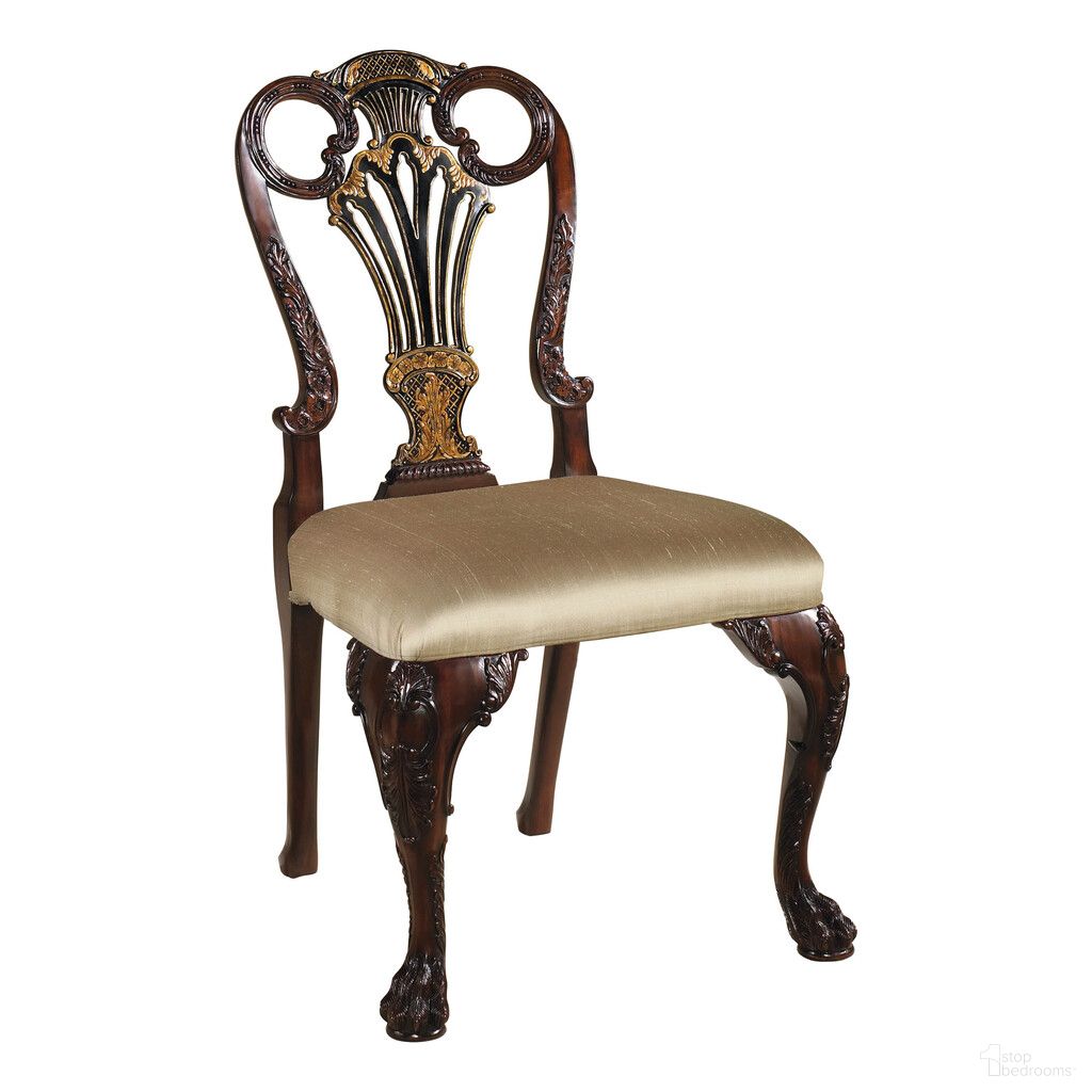 William Side Chair In Mahogany and Neutral
