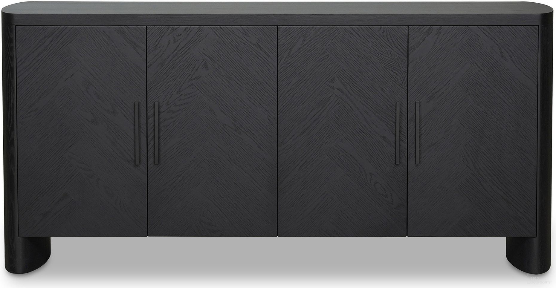 The appearance of William Sideboard In Black designed by Moes Home in the modern / contemporary interior design. This black piece of furniture was selected by 1StopBedrooms from William Collection to add a touch of cosiness and style into your home. Sku: VL-1089-02. Material: Oak Veneer.
