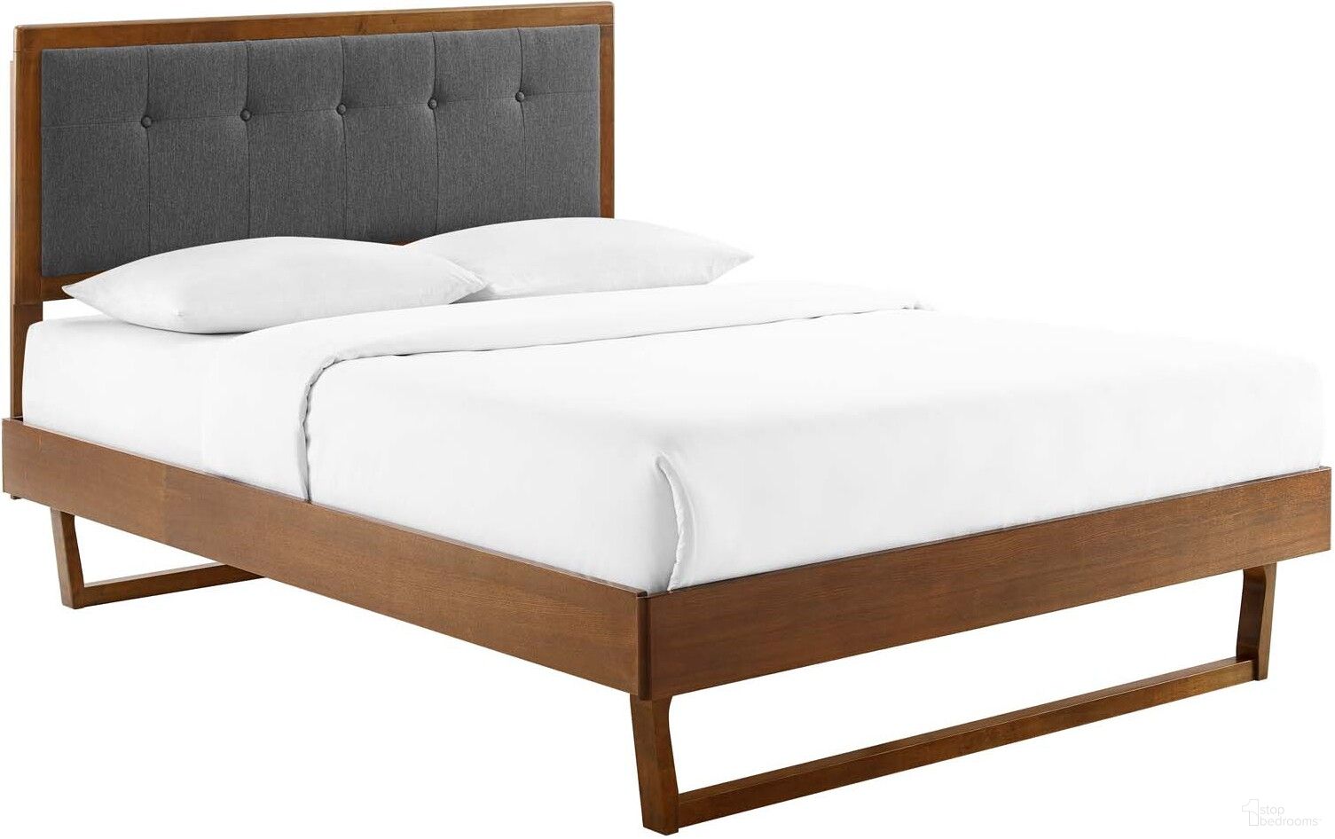 Willow Full Wood Platform Bed With Angular Frame MOD-6634-WAL-CHA