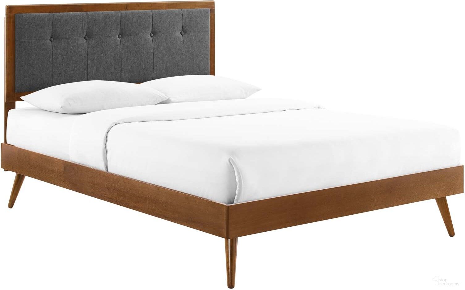 Willow Full Wood Platform Bed With Splayed Legs MOD-6637-WAL-CHA