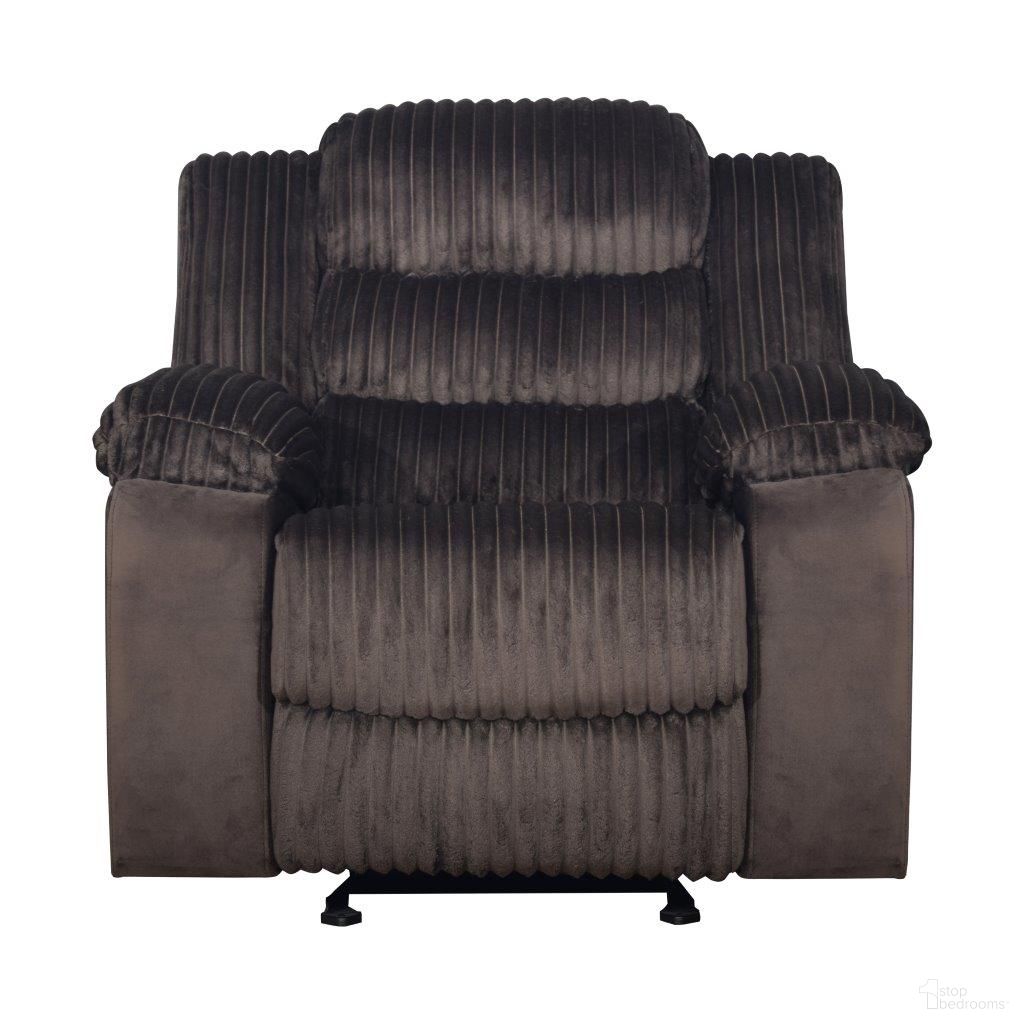 The appearance of Willow Glider Recliner In Brown designed by New Classic in the modern / contemporary interior design. This brown piece of furniture was selected by 1StopBedrooms from Willow Collection to add a touch of cosiness and style into your home. Sku: U1816-13-BRN. Material: Fabric.