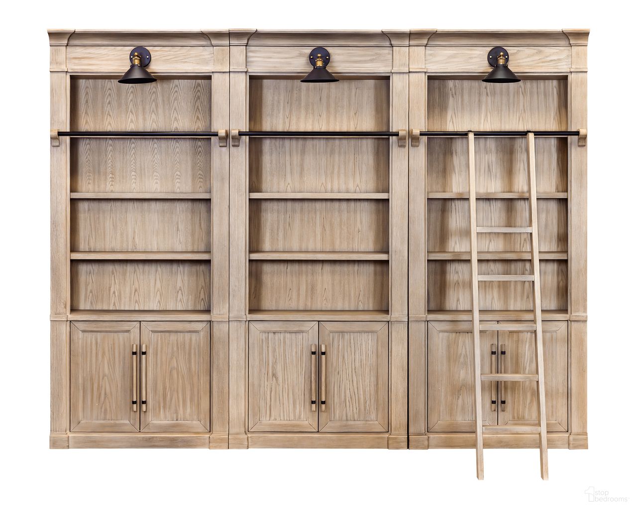 The appearance of Willow Lane Three 8' Tall Bookcase Wall With Ladder In Brown designed by Martin Furniture in the modern / contemporary interior design. This brown piece of furniture  was selected by 1StopBedrooms from Willow Lane Collection to add a touch of cosiness and style into your home. Sku: IMWL4094NKIT3. Material: Solid Hardwood.