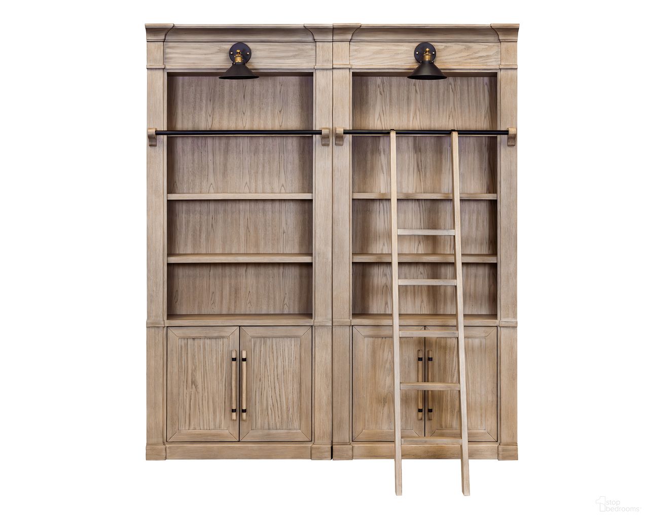 The appearance of Willow Lane Two 8' Tall Bookcase Wall With Ladder In Brown designed by Martin Furniture in the modern / contemporary interior design. This brown piece of furniture  was selected by 1StopBedrooms from Willow Lane Collection to add a touch of cosiness and style into your home. Sku: IMWL4094NKIT2. Material: Solid Hardwood.
