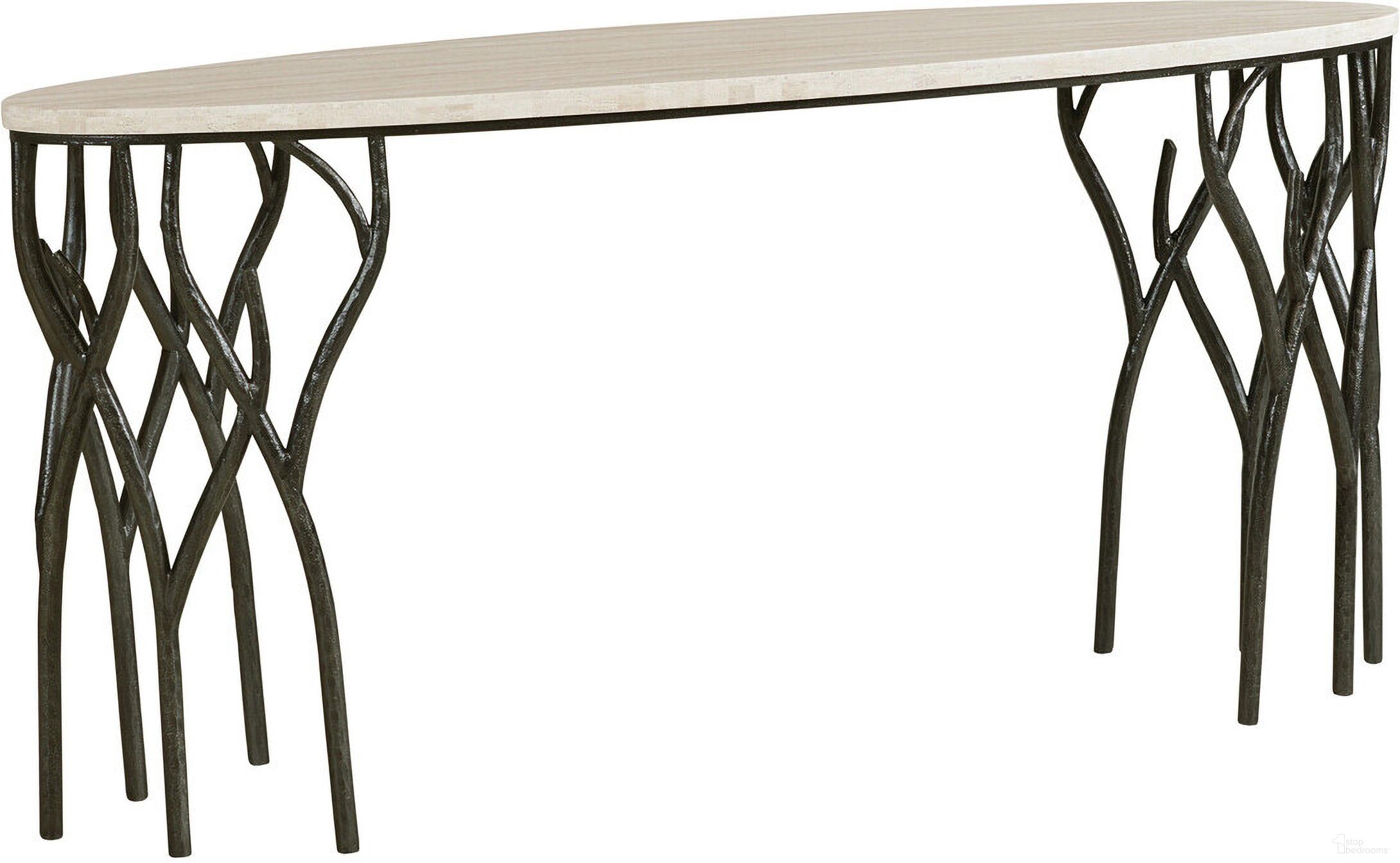 The appearance of Willow Sofa Console Table In Iron designed by Hammary in the industrial interior design. This iron piece of furniture  was selected by 1StopBedrooms from Willow Collection to add a touch of cosiness and style into your home. Sku: 202-925. Material: Metal.