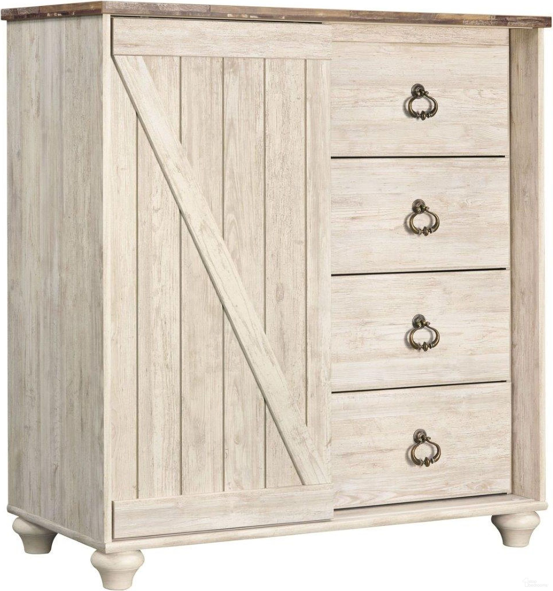 The appearance of Willowton Whitewash Dressing Chest designed by Signature Design by Ashley in the transitional interior design. This white wash piece of furniture was selected by 1StopBedrooms from Willowton Collection to add a touch of cosiness and style into your home. Sku: B267-48. Material: Wood.