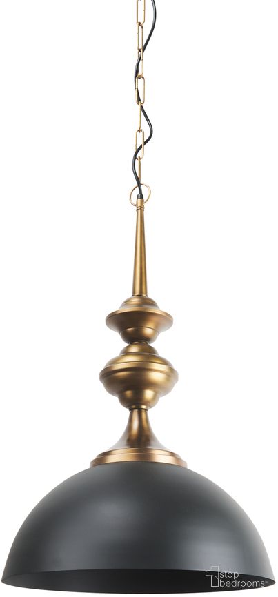 Willson Iron with Antique Brass Dome Pendant Light In Black