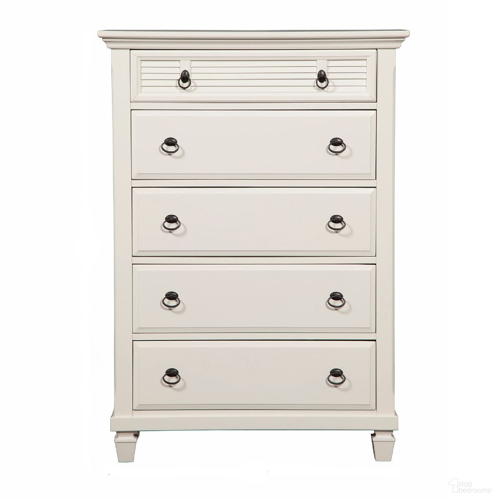 The appearance of Winchester 5 Drawer Chest In White designed by Alpine in the country / farmhouse interior design. This white piece of furniture was selected by 1StopBedrooms from Winchester Collection to add a touch of cosiness and style into your home. Sku: 1306-W-CH. Material: Solid Pine.