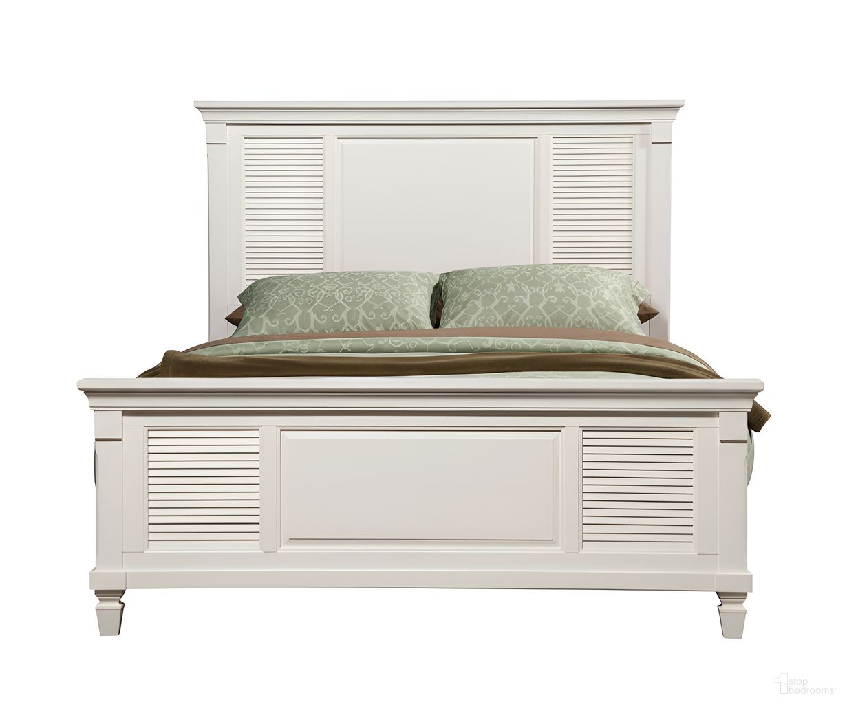 The appearance of Winchester Eastern King Shutter Panel Bed In White designed by Alpine in the country / farmhouse interior design. This white piece of furniture was selected by 1StopBedrooms from Winchester Collection to add a touch of cosiness and style into your home. Sku: 1306EK. Bed Type: Panel Bed. Bed Size: King. Material: Solid Pine.