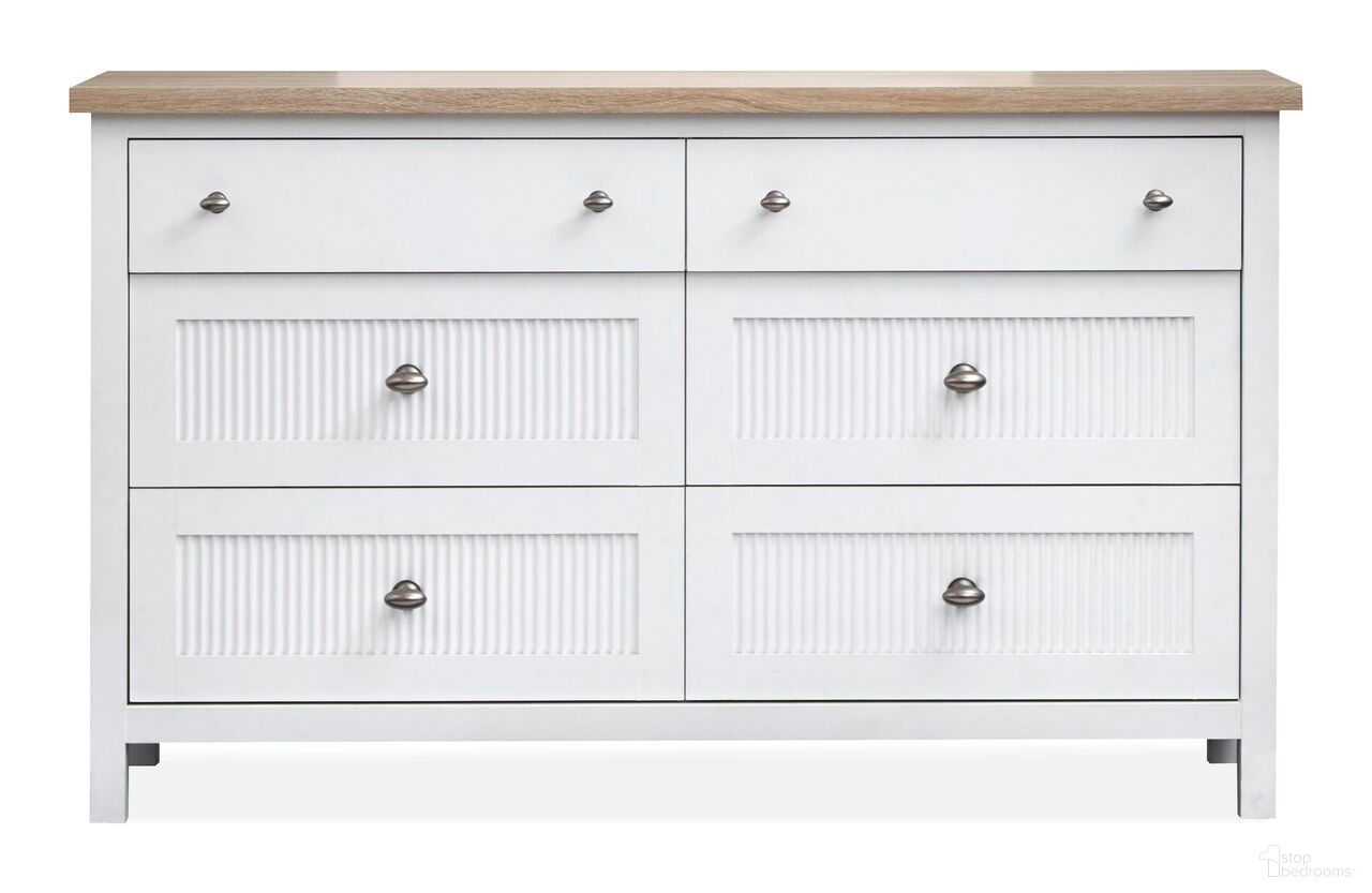 Windmill Harbour Double Drawer Dresser In White Whisp and Sand