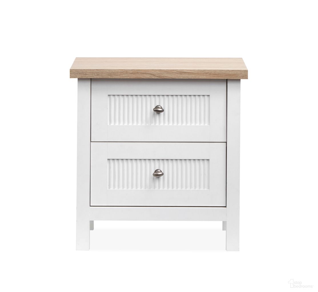 Windmill Harbour Drawer Nightstand In White Whisp and Sand