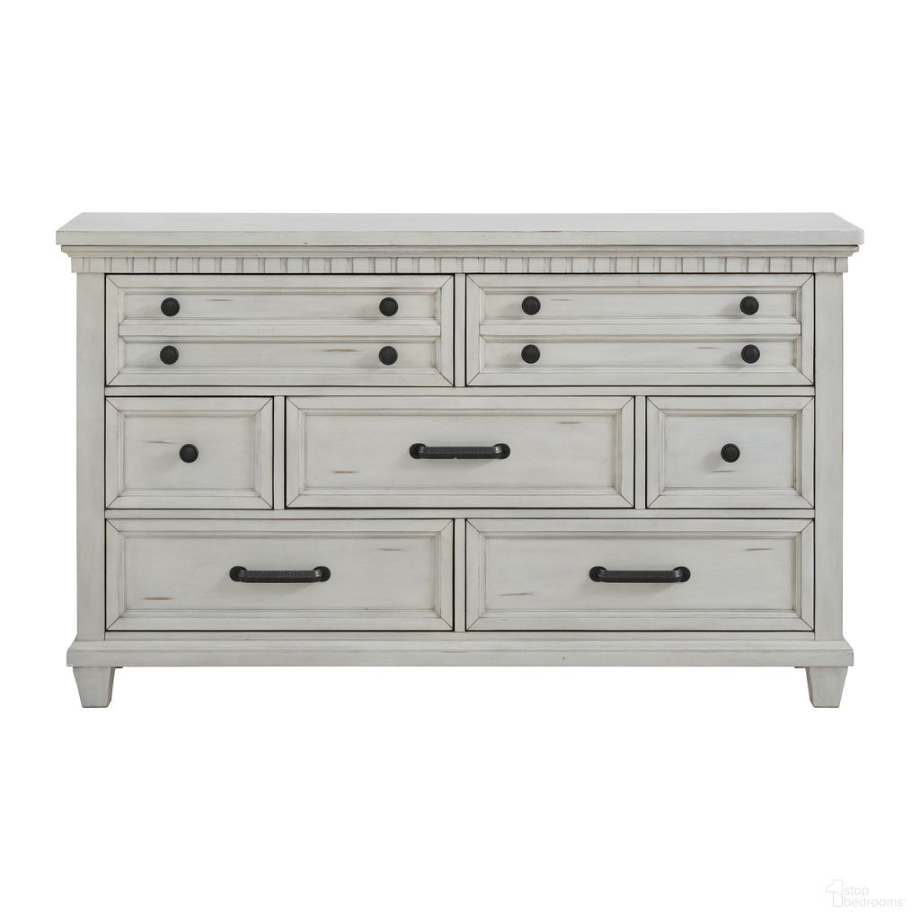 The appearance of Windom 7-Drawer Dresser In Antique White designed by Picket House in the traditional interior design. This antique white piece of furniture was selected by 1StopBedrooms from Windom Collection to add a touch of cosiness and style into your home. Sku: B-10530-7-DR. Material: Acacia.