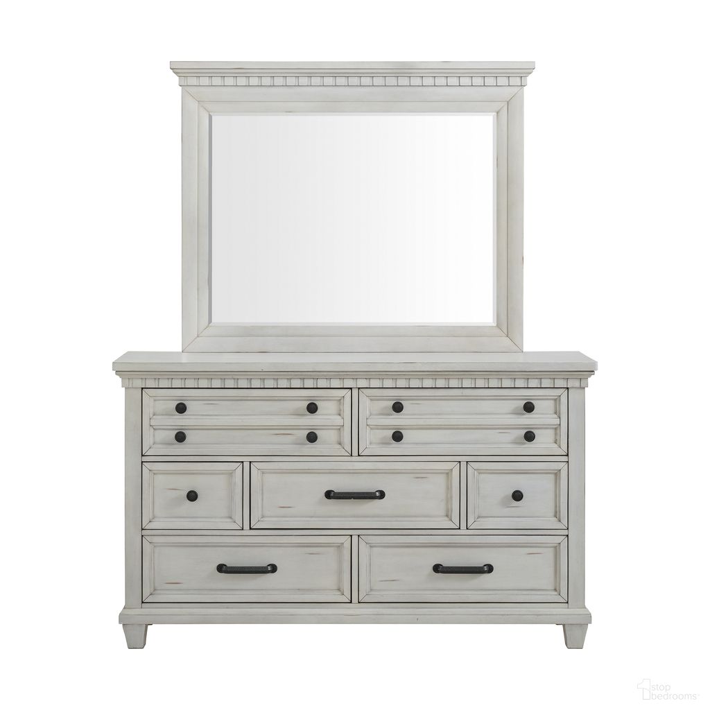 The appearance of Windom Dresser and Mirror Set In Antique White designed by Picket House in the traditional interior design. This antique white piece of furniture was selected by 1StopBedrooms from Windom Collection to add a touch of cosiness and style into your home. Sku: B-10530-7-DR;B-10530-7-MR. Material: Acacia.