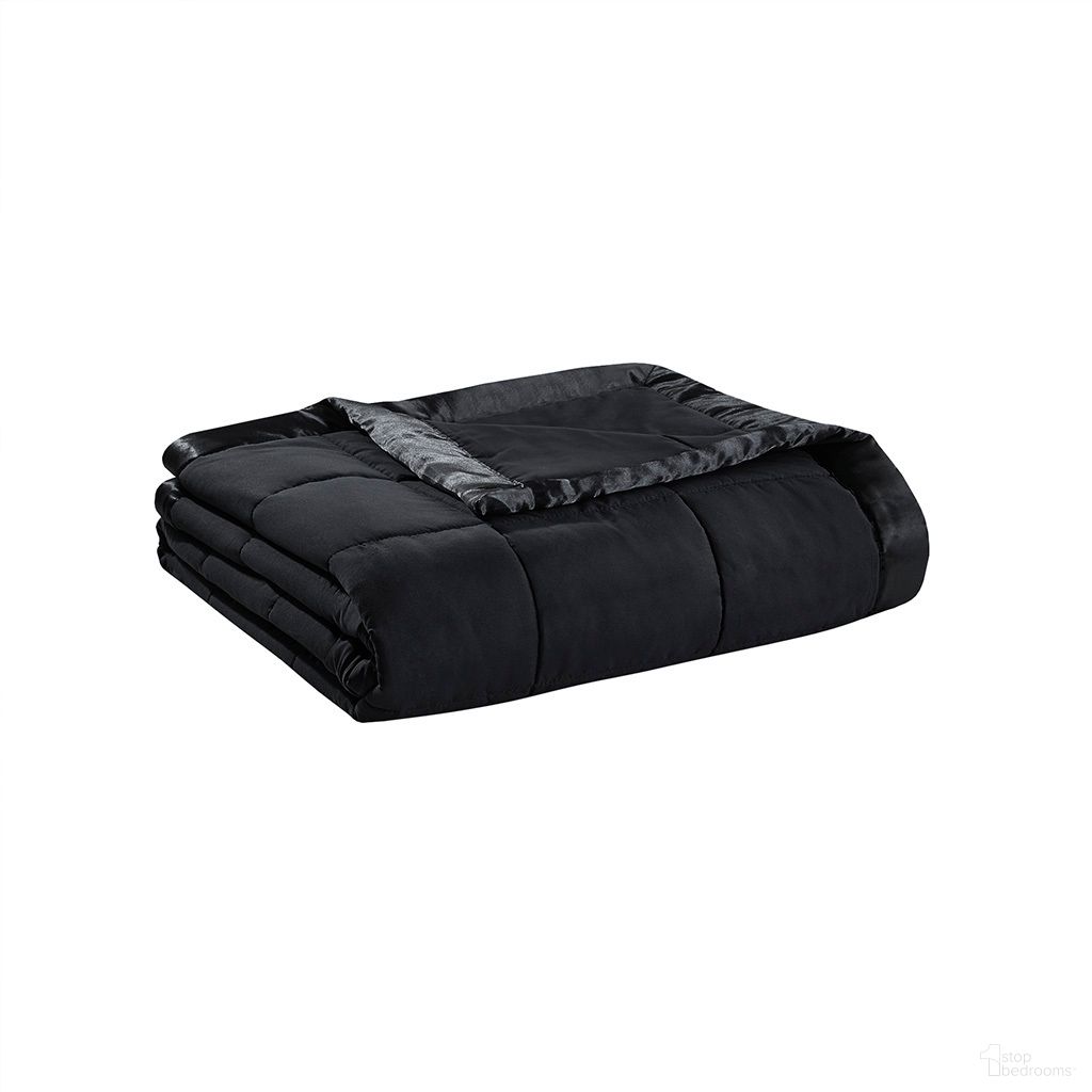 The appearance of Windom Lightweight Down Alternative Blanket with Satin Trim In Black designed by Olliix in the transitional interior design. This black piece of furniture was selected by 1StopBedrooms from Windom Collection to add a touch of cosiness and style into your home. Sku: MP51-8502. Material: Polyester. Bed Size: King.