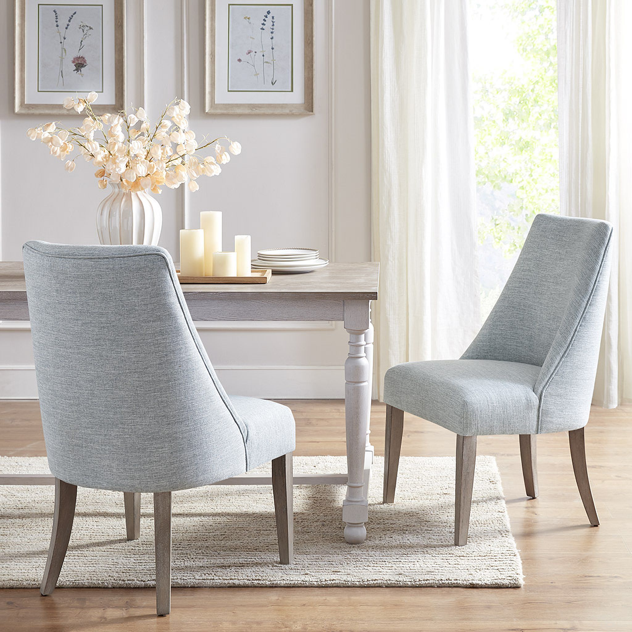 The appearance of Winfield Dining Chair Set Of 2 In Light Blue designed by Martha Stewart in the country / farmhouse interior design. This light blue piece of furniture was selected by 1StopBedrooms from Winfield Collection to add a touch of cosiness and style into your home. Sku: MT108-0079. Material: Wood. Chair Type: Side Chair.