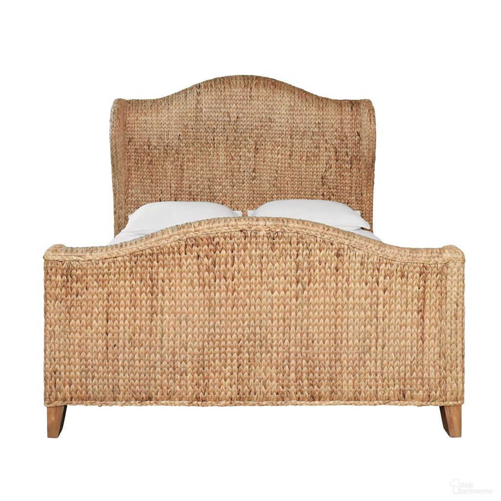 The appearance of Winged Queen Bed In Brown designed by Worlds Away in the transitional interior design. This brown piece of furniture  was selected by 1StopBedrooms from  to add a touch of cosiness and style into your home. Sku: JOVI QUEEN. Bed Size: Queen. Material: Water Hyacinth.