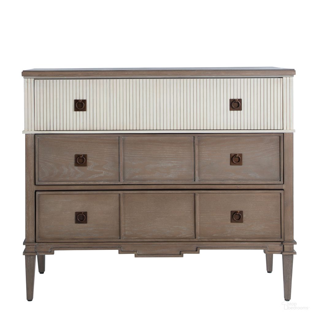 The appearance of Winslet Chest In Sesame White and Antique Bronze designed by Gabby in the transitional interior design. This sesame white/antique bronze piece of furniture was selected by 1StopBedrooms from Winslet Collection to add a touch of cosiness and style into your home. Sku: SCH-168215. Material: Wood.