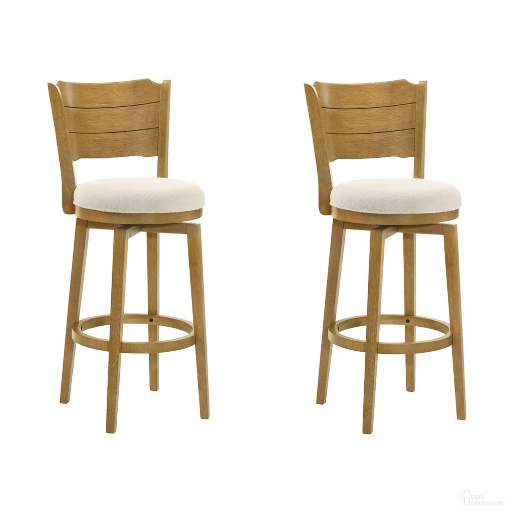 The appearance of Winsley Swivel Bar Height Bar Stool Set of 2 In Amber Glow and White designed by Armen Living in the coastal interior design. This amber glow and white piece of furniture  was selected by 1StopBedrooms from Winsley Collection to add a touch of cosiness and style into your home. Sku: LCWIBAWHAG30;LCWIBAWHAG30. Material: Polyester.