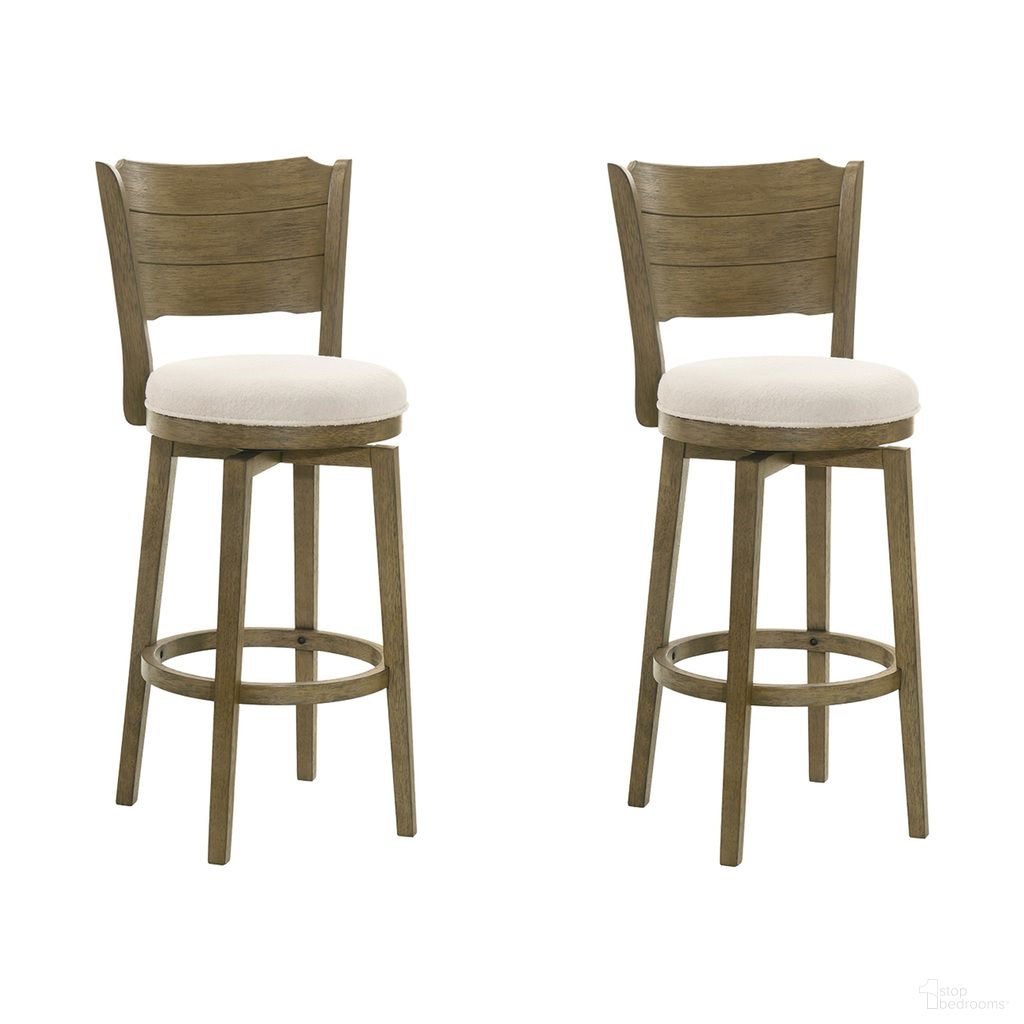 Winsley Swivel Bar Height Bar Stool Set of 2 In Putty Brown and White