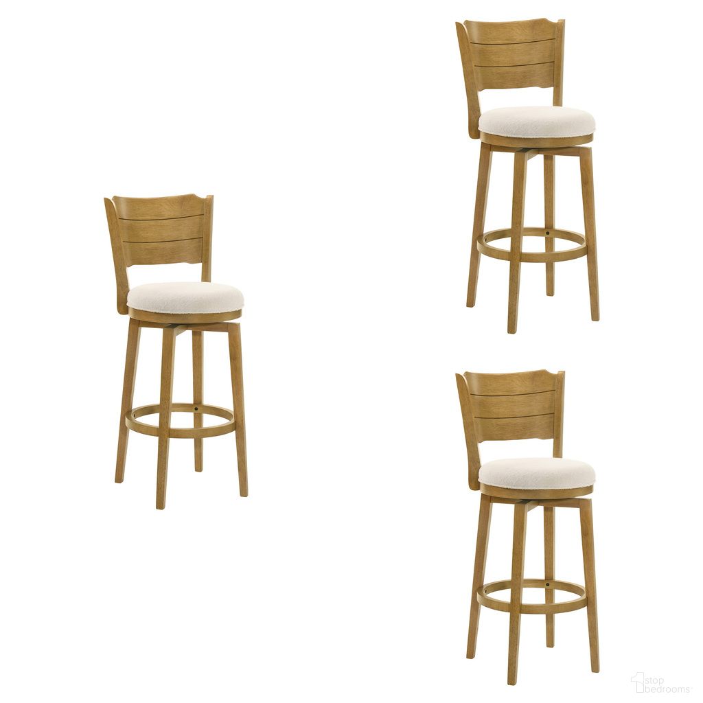 The appearance of Winsley Swivel Bar Height Bar Stool Set of 3 In Amber Glow and White designed by Armen Living in the coastal interior design. This amber glow and white piece of furniture  was selected by 1StopBedrooms from Winsley Collection to add a touch of cosiness and style into your home. Sku: LCWIBAWHAG30;LCWIBAWHAG30;LCWIBAWHAG30. Material: Polyester.