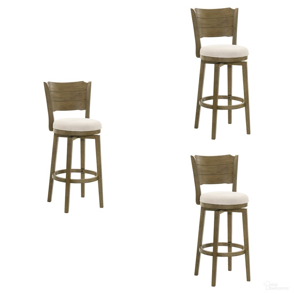 Winsley Swivel Bar Height Bar Stool Set of 3 In Putty Brown and White
