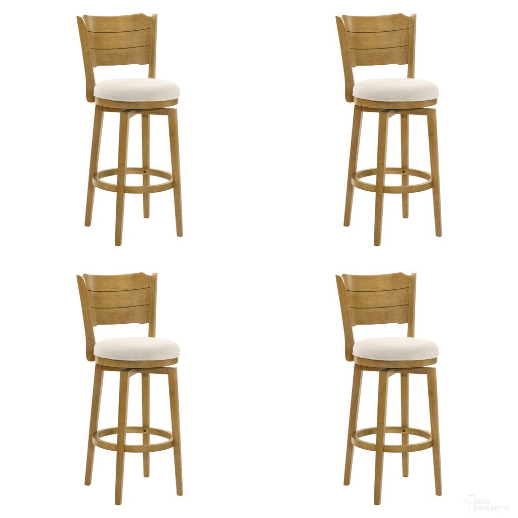 The appearance of Winsley Swivel Bar Height Bar Stool Set of 4 In Amber Glow and White designed by Armen Living in the coastal interior design. This amber glow and white piece of furniture  was selected by 1StopBedrooms from Winsley Collection to add a touch of cosiness and style into your home. Sku: LCWIBAWHAG30;LCWIBAWHAG30;LCWIBAWHAG30;LCWIBAWHAG30. Material: Polyester.