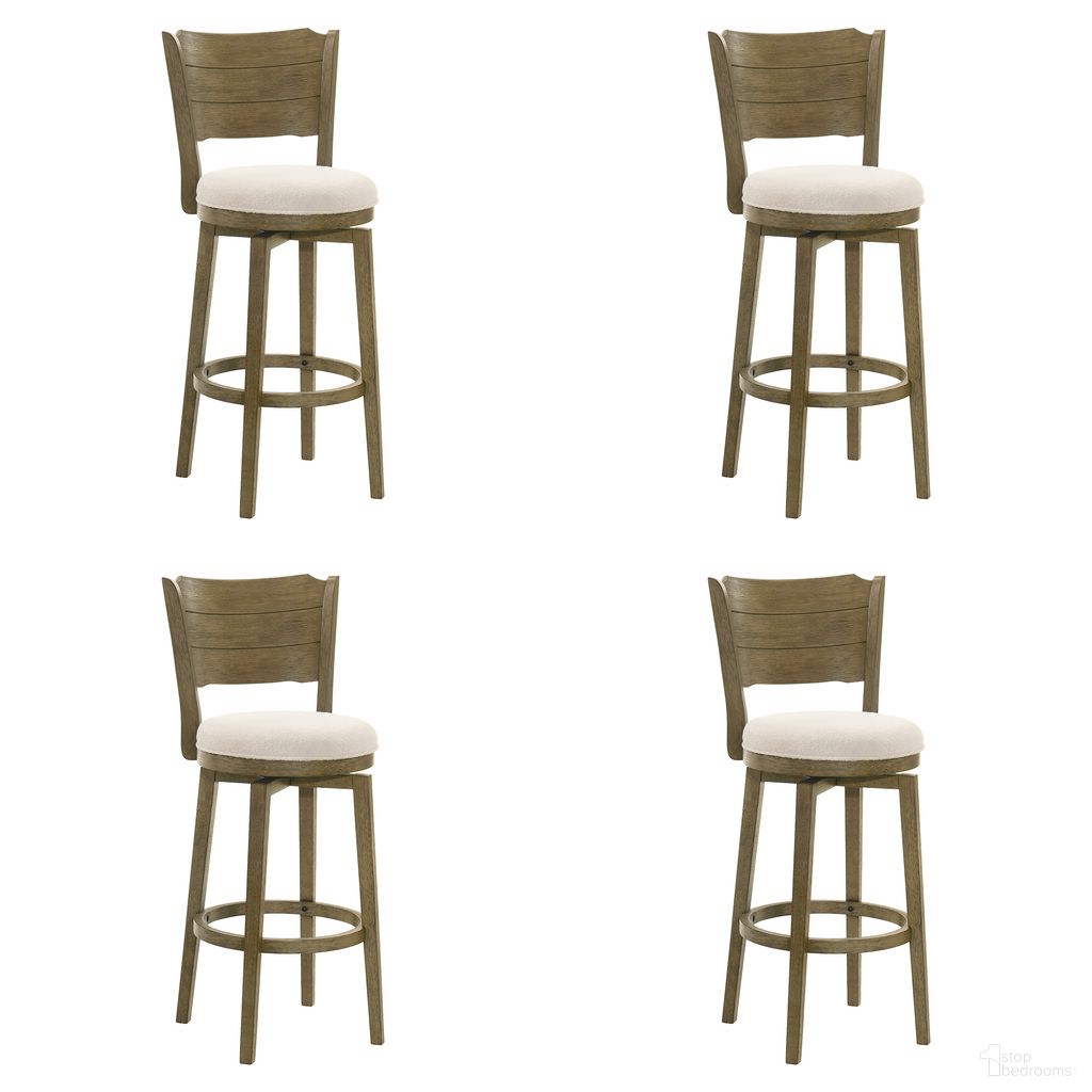 Winsley Swivel Bar Height Bar Stool Set of 4 In Putty Brown and White