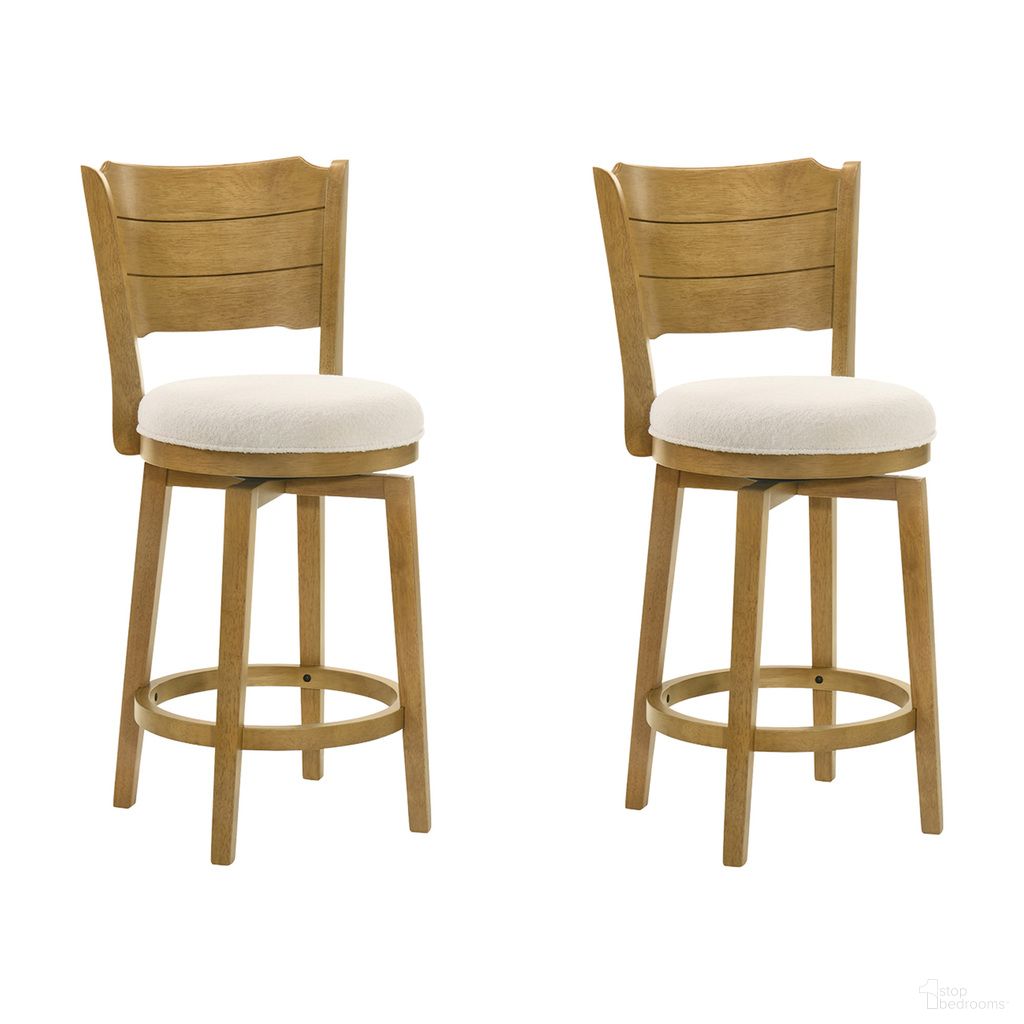 The appearance of Winsley Swivel Counter Height Bar Stool Set of 2 In Amber Glow and White designed by Armen Living in the coastal interior design. This amber glow and white piece of furniture was selected by 1StopBedrooms from Winsley Collection to add a touch of cosiness and style into your home. Sku: LCWIBAWHAG26;LCWIBAWHAG26. Material: Polyester.