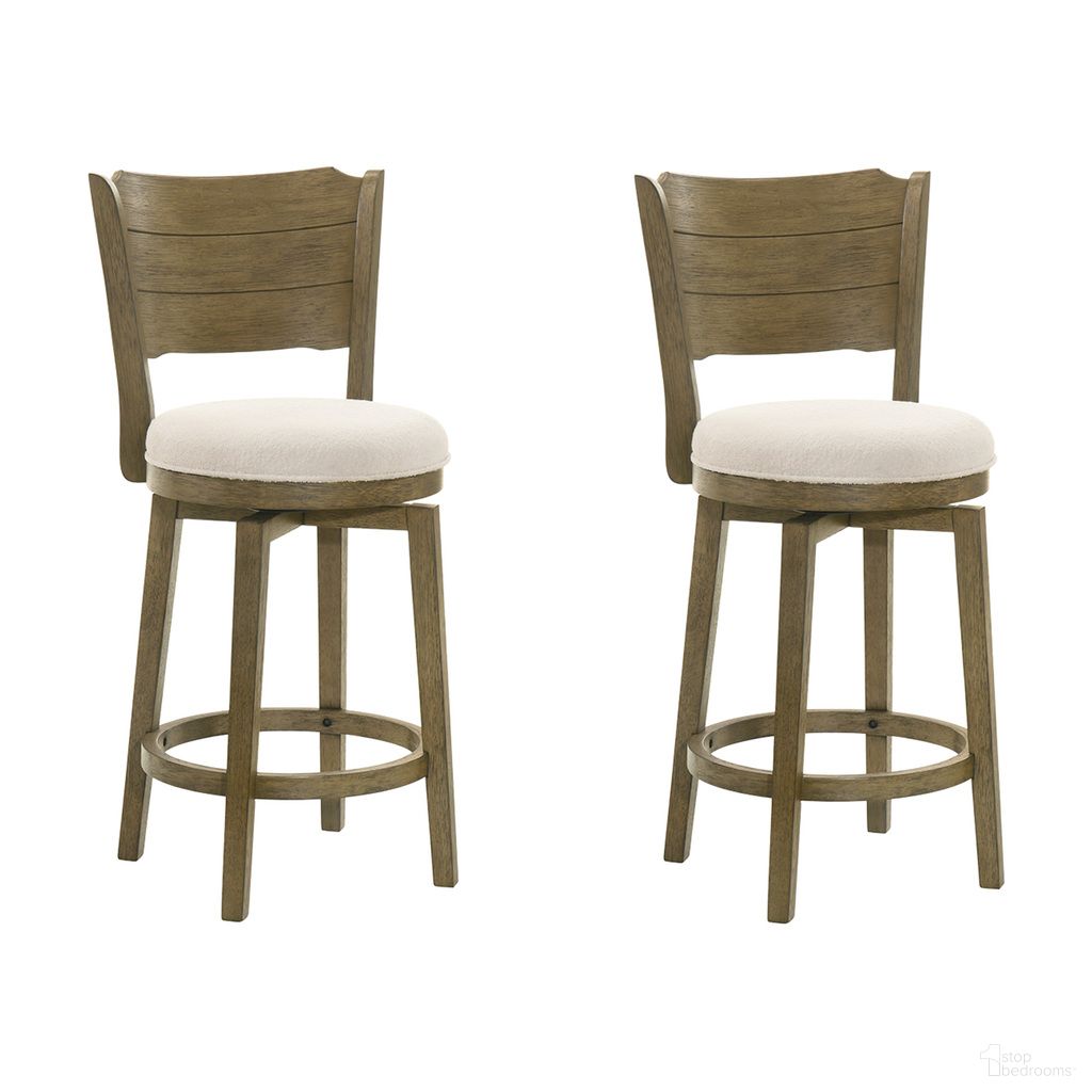 The appearance of Winsley Swivel Counter Height Bar Stool Set of 2 In Putty Brown and White designed by Armen Living in the coastal interior design. This putty brown and white piece of furniture  was selected by 1StopBedrooms from Winsley Collection to add a touch of cosiness and style into your home. Sku: LCWIBAWHPB26;LCWIBAWHPB26. Material: Polyester.