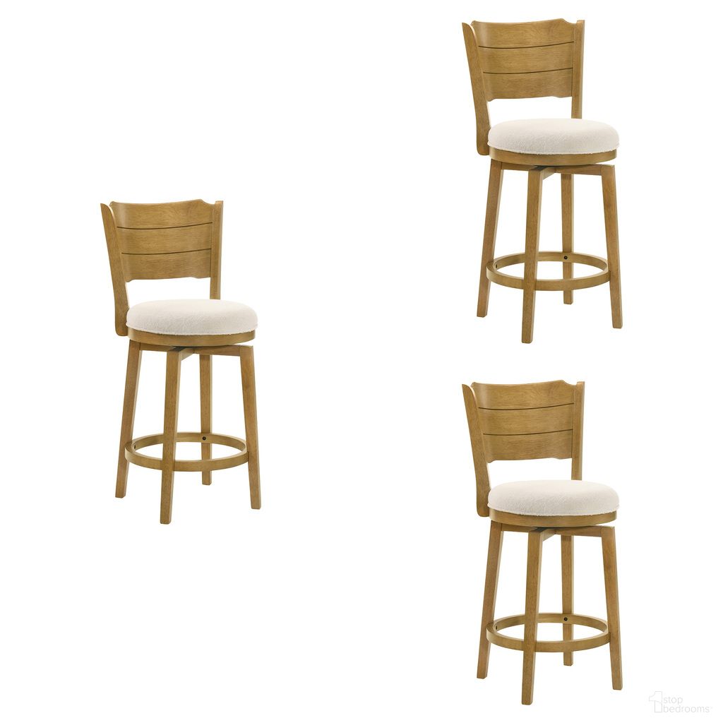 The appearance of Winsley Swivel Counter Height Bar Stool Set of 3 In Amber Glow and White designed by Armen Living in the coastal interior design. This amber glow and white piece of furniture was selected by 1StopBedrooms from Winsley Collection to add a touch of cosiness and style into your home. Sku: LCWIBAWHAG26;LCWIBAWHAG26;LCWIBAWHAG26. Material: Polyester.
